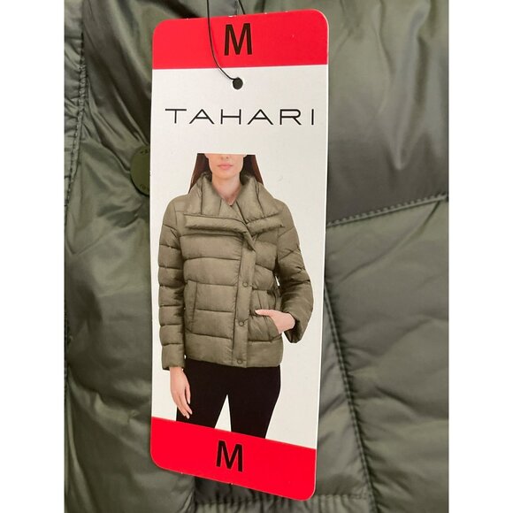 Tahari Erika Quilted Puffer Green Jacket Winter Coat Size Medium NWT - Picture 5 of 6